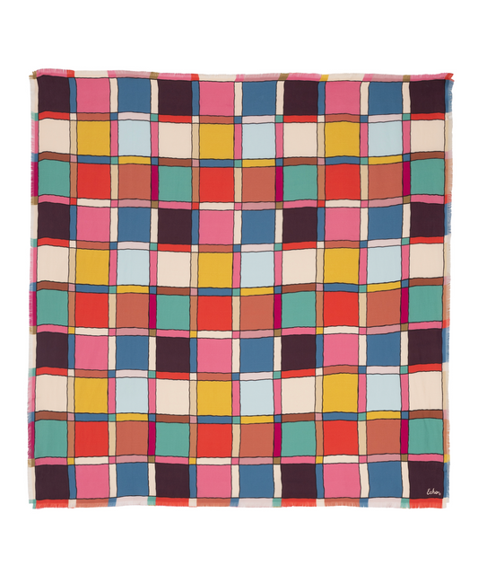 Windowpane Silk Square Bandana