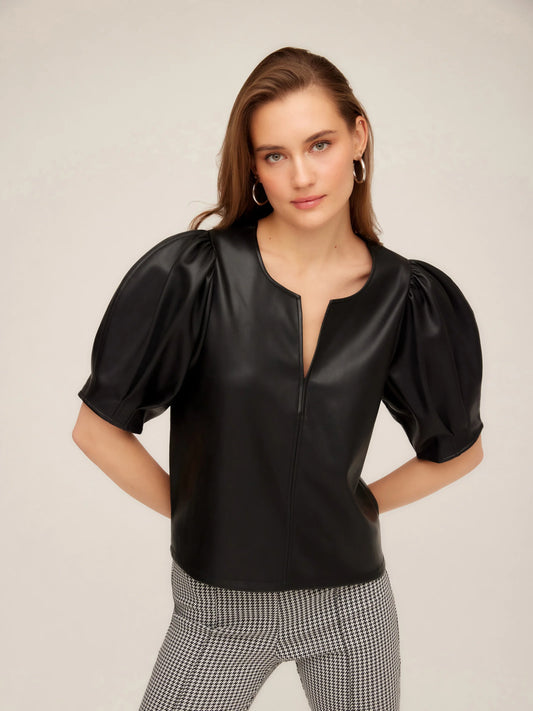 Leather Poof Blouse