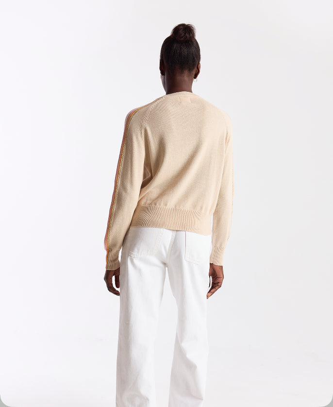 Geo Sleeve Crew Sweater