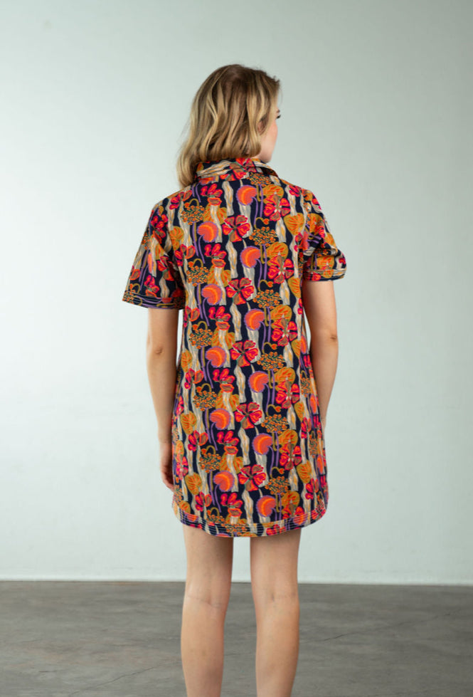 Split Neck Dress Navy Lily