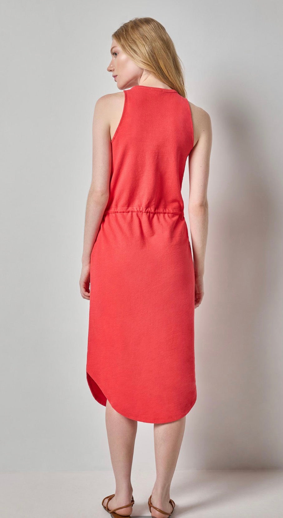 Textured Terry Shirttail Midi Dress