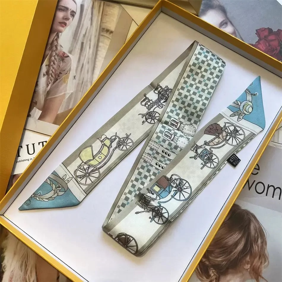 Carriage Rider Print Skinny Scarf