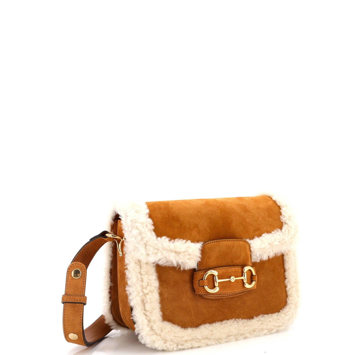Horsebit 1955 Shoulder Bag Suede with Shearling - Small