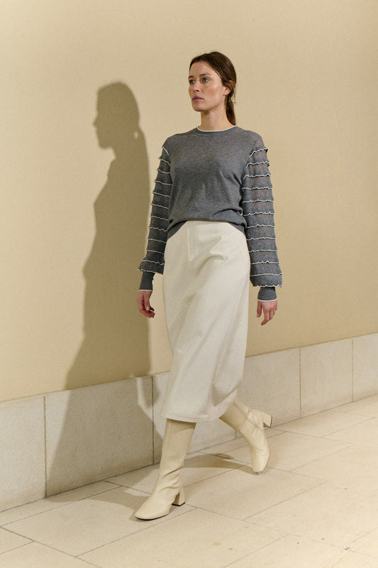 Knit Sweater with Ruffles