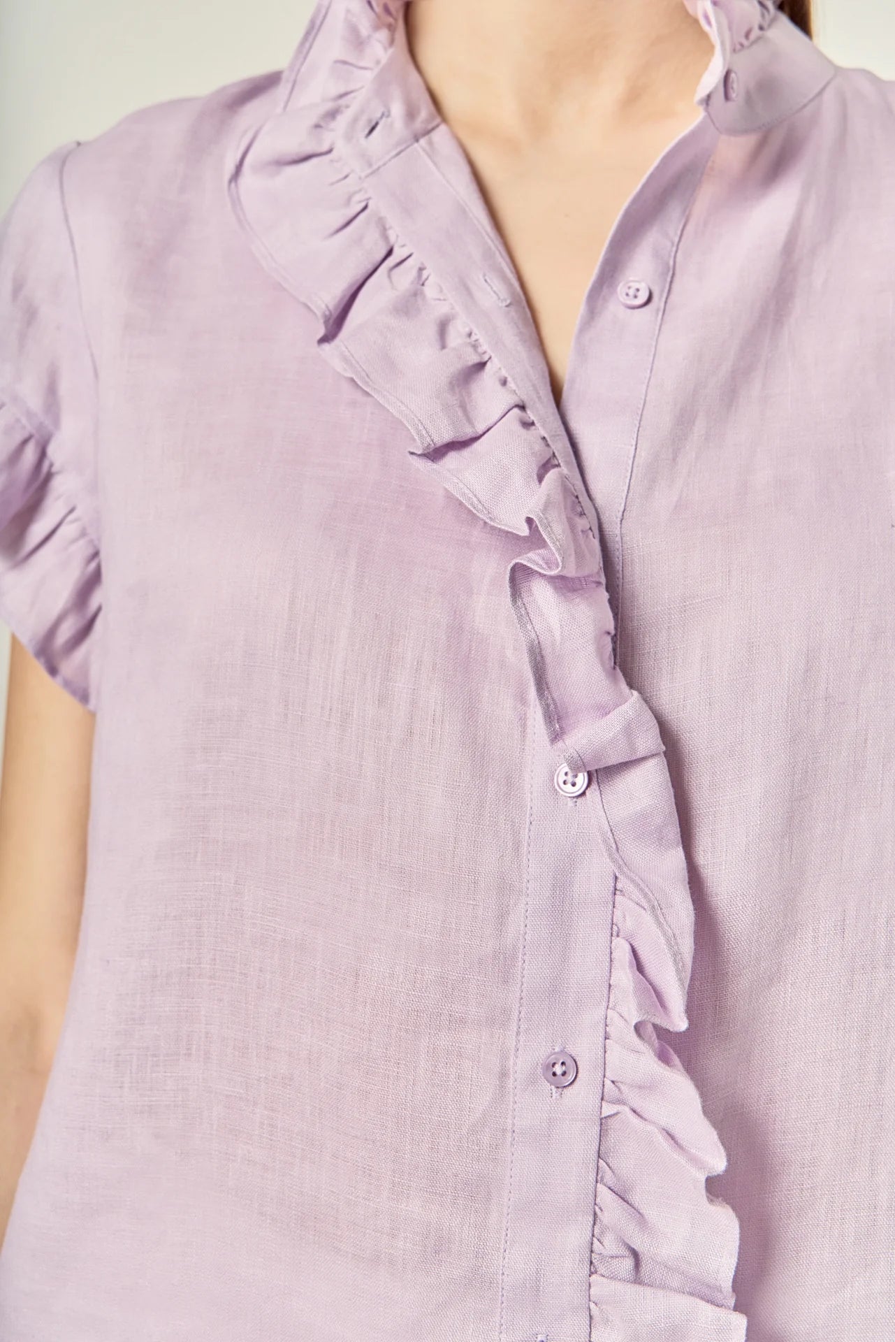 Linen Ruffle Shirt