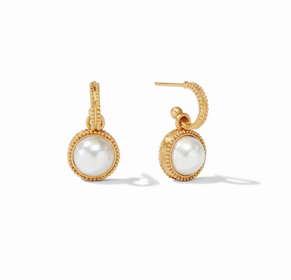 Fleur-de-lis hoop & charm earring - Pearl