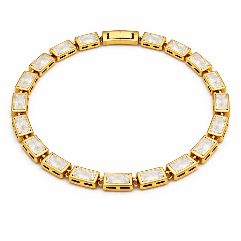 Monroe Baguette Bezel Tennis Chain Bracelet