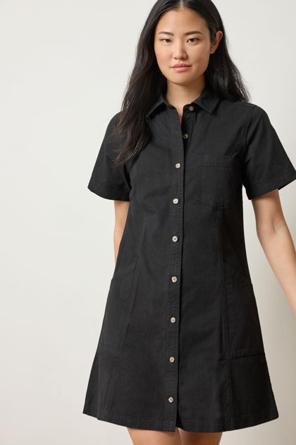 Twill paneled shirt dress