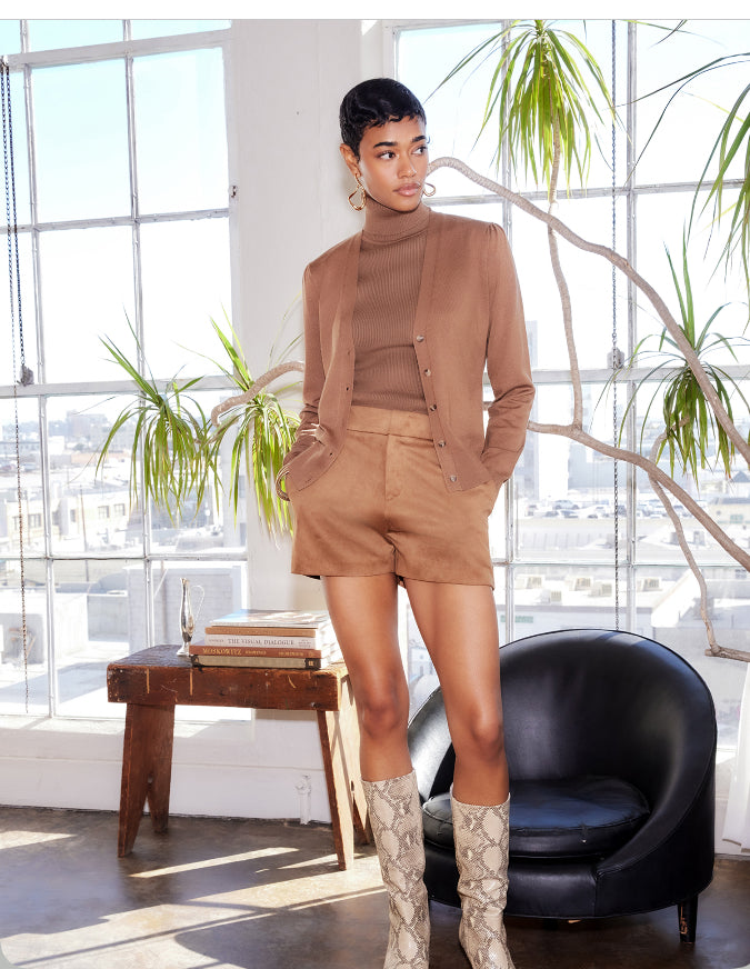 Faux suede modern shorts
