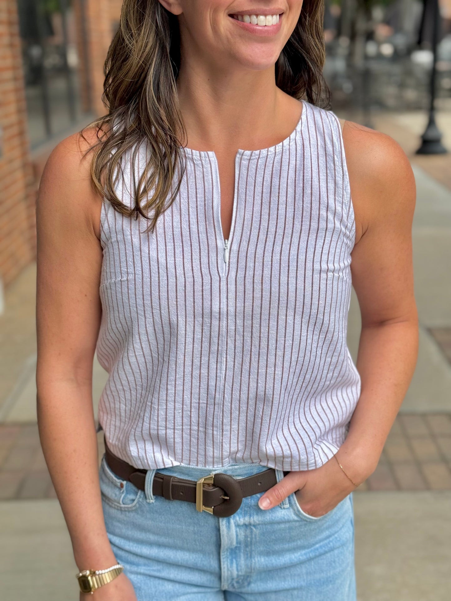 Sleeveless Zip Top
