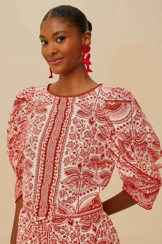 River ride red blouse