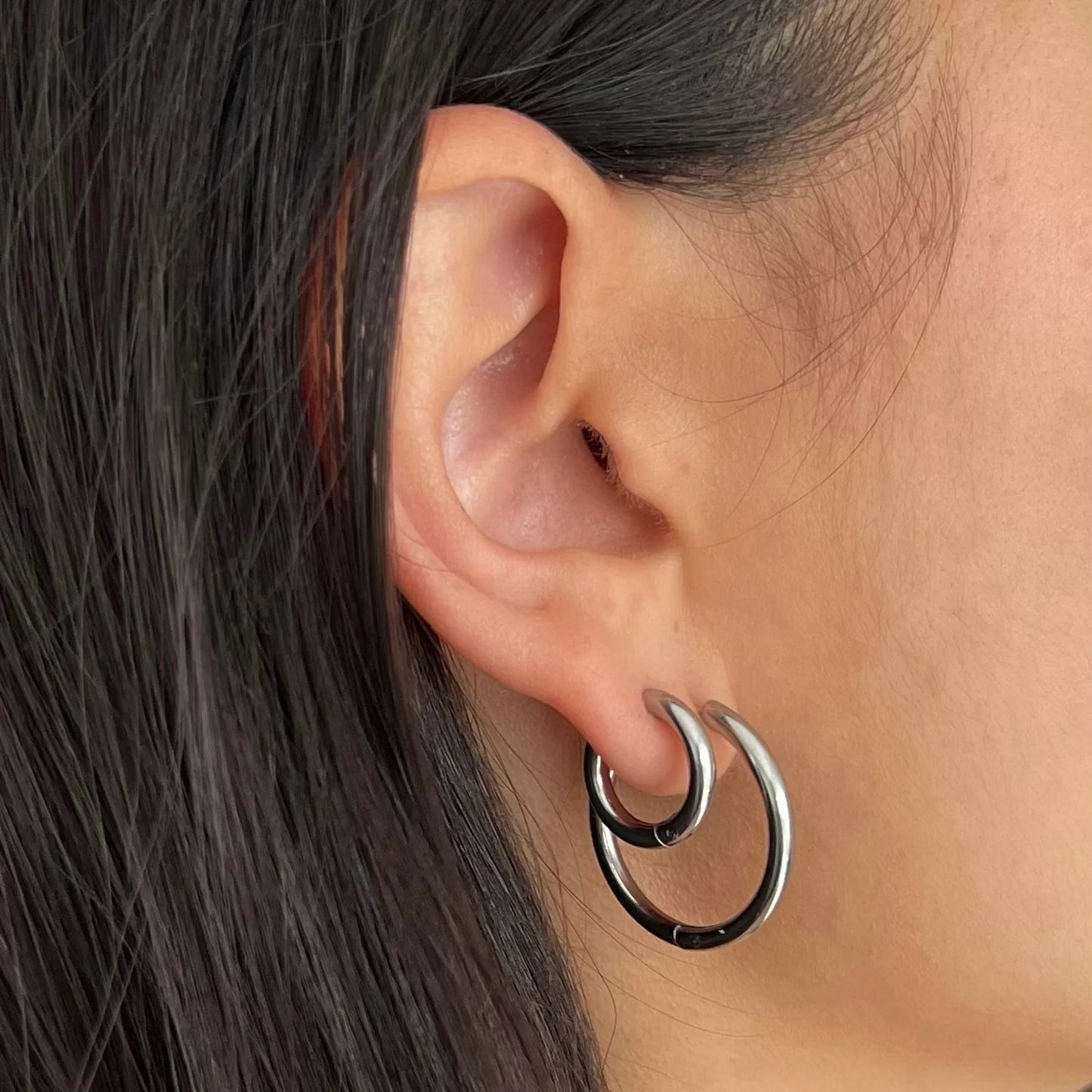 Erin Huggie hoop earring silver