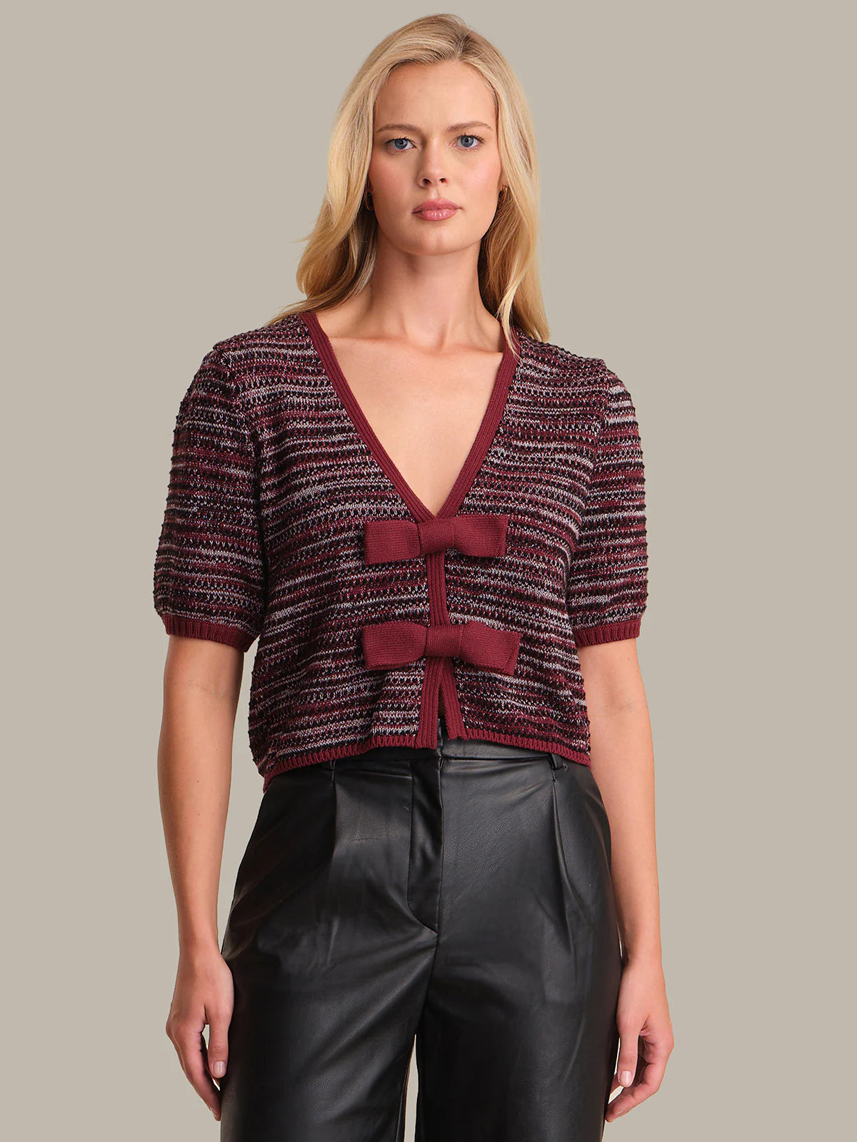 Elaine puff sleeve bow cardi