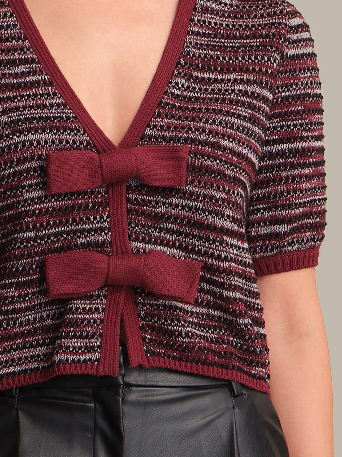 Elaine puff sleeve bow cardi