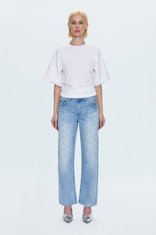 Lexi Mid Rise Bowed Straight