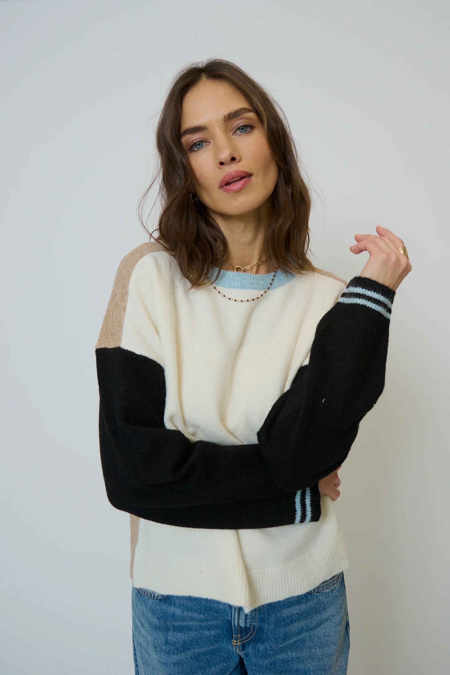 Ash colorblocked crewneck