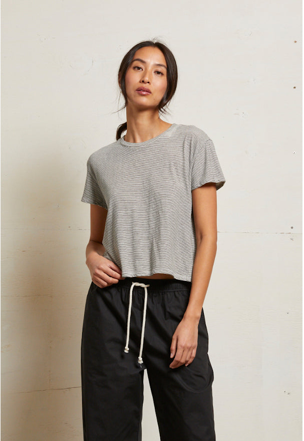 Harley stripe- cotton boxy crew tee