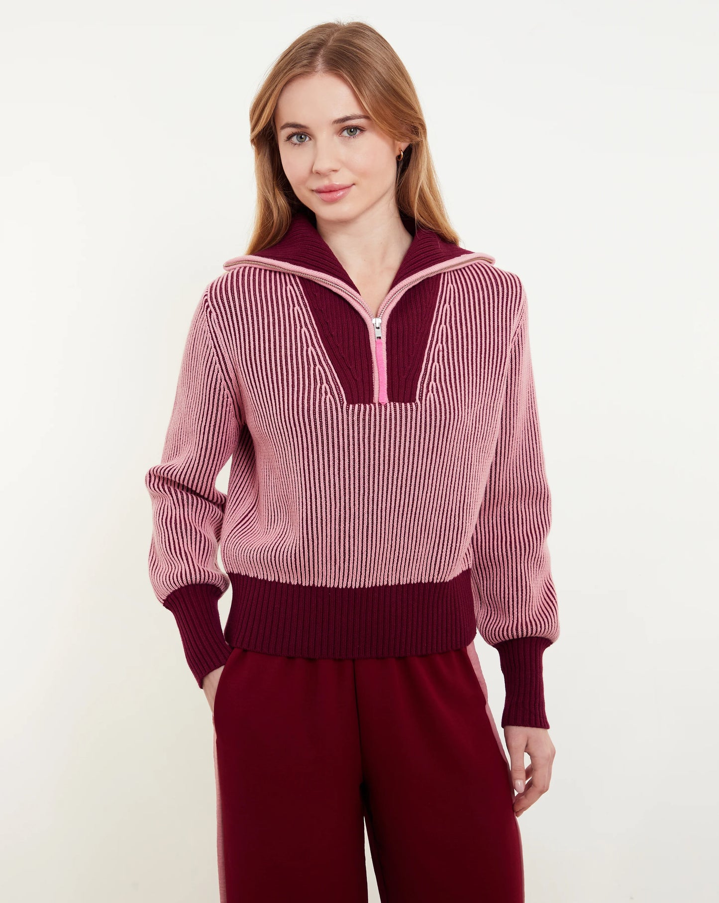 Verity Plaited Ribbed Quarter Zip