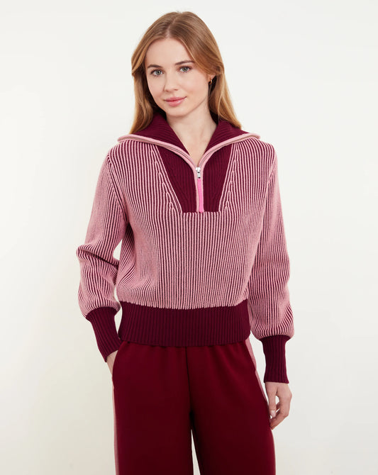 Verity Plaited Ribbed Quarter Zip