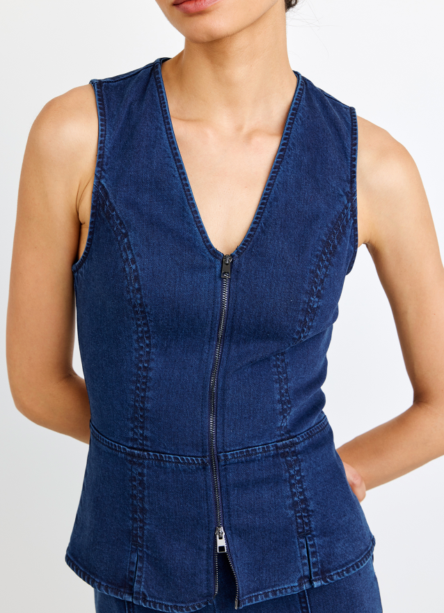 Seamed Zip Vest