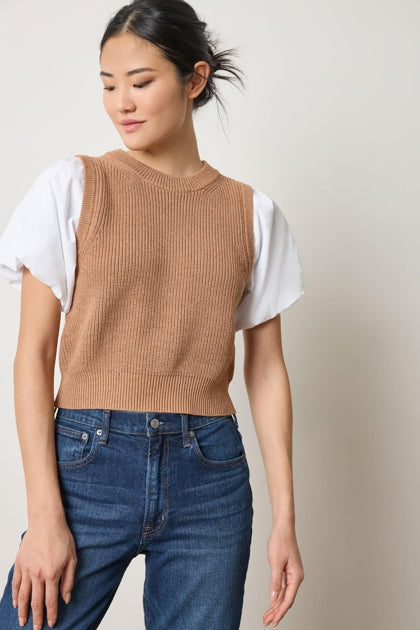 Mixed media pullover sweater
