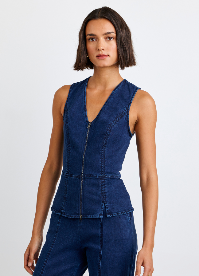 Seamed Zip Vest