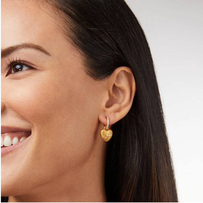 Esme Heart Hoop & Charm Earring CZ