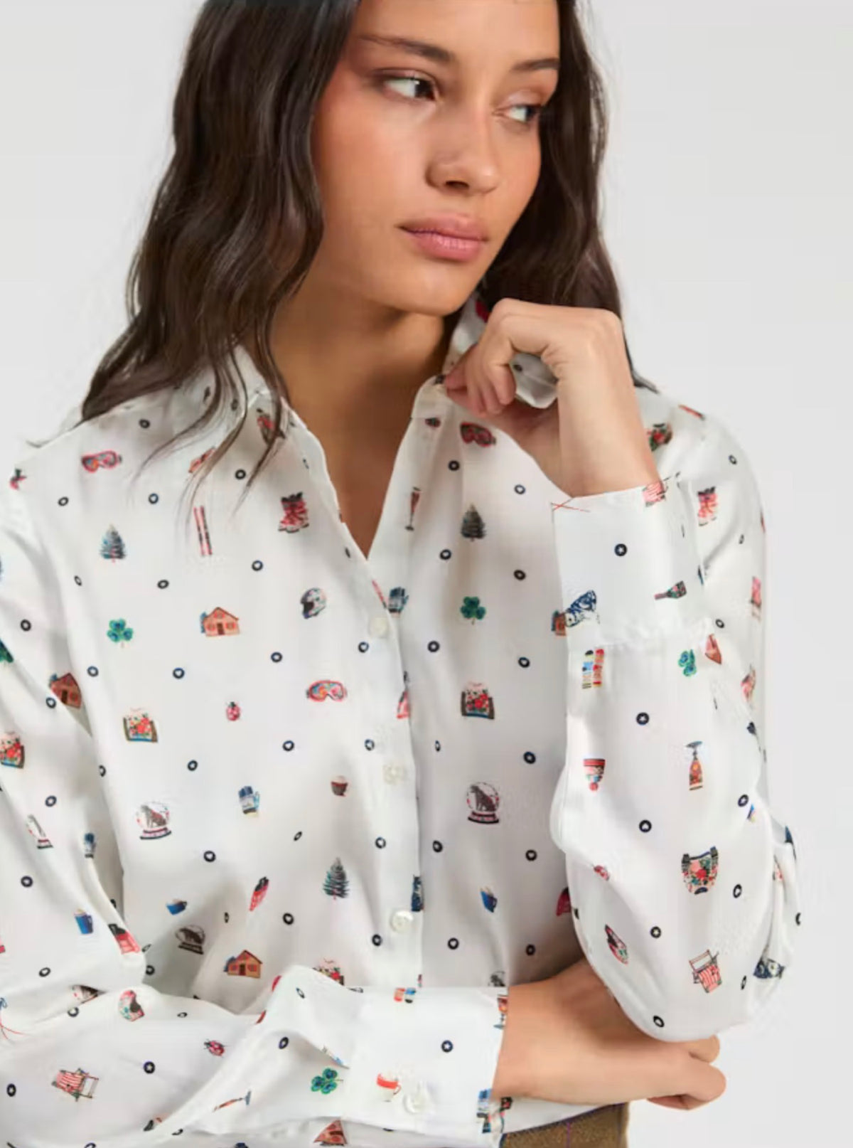 Gaby Icon Print Button Down Blouse