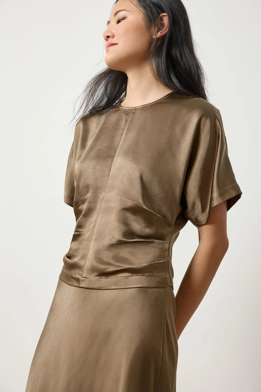 Satin Dolman Short Sleeve