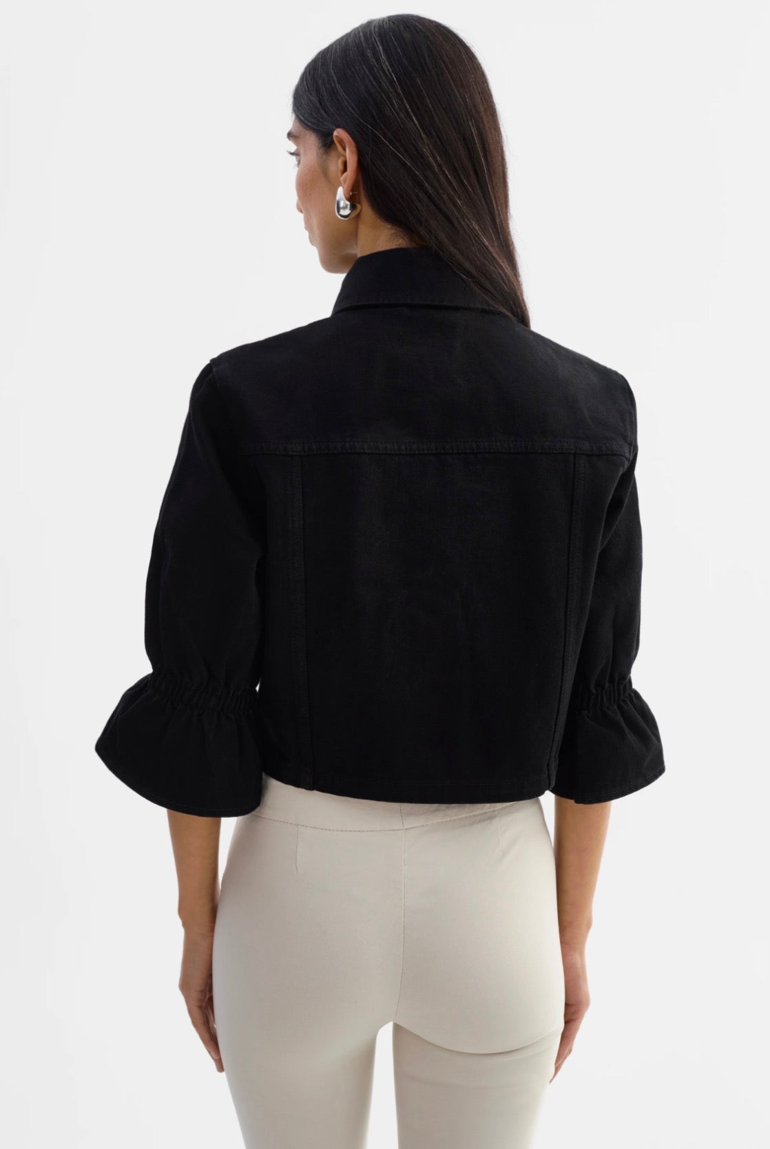 Carolina Denim Ruffle Sleeve Jacket