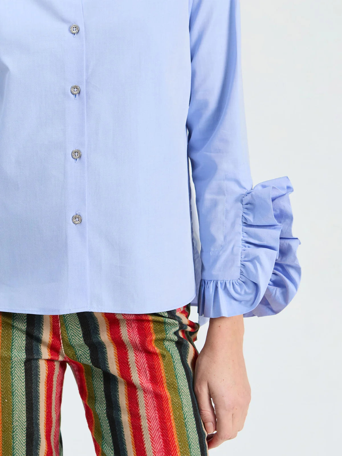 Blue Side Ruffles Shirt