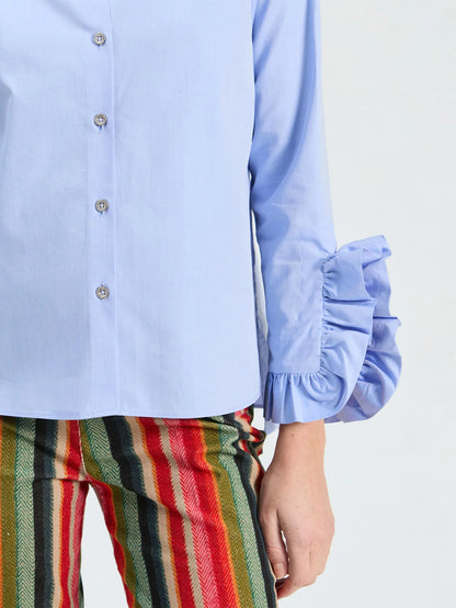 Blue Side Ruffles Shirt