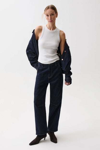 Beau Seamed Crescent Raw Jean