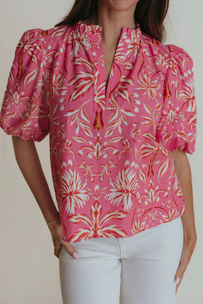 Pink Palms Alix Blouse