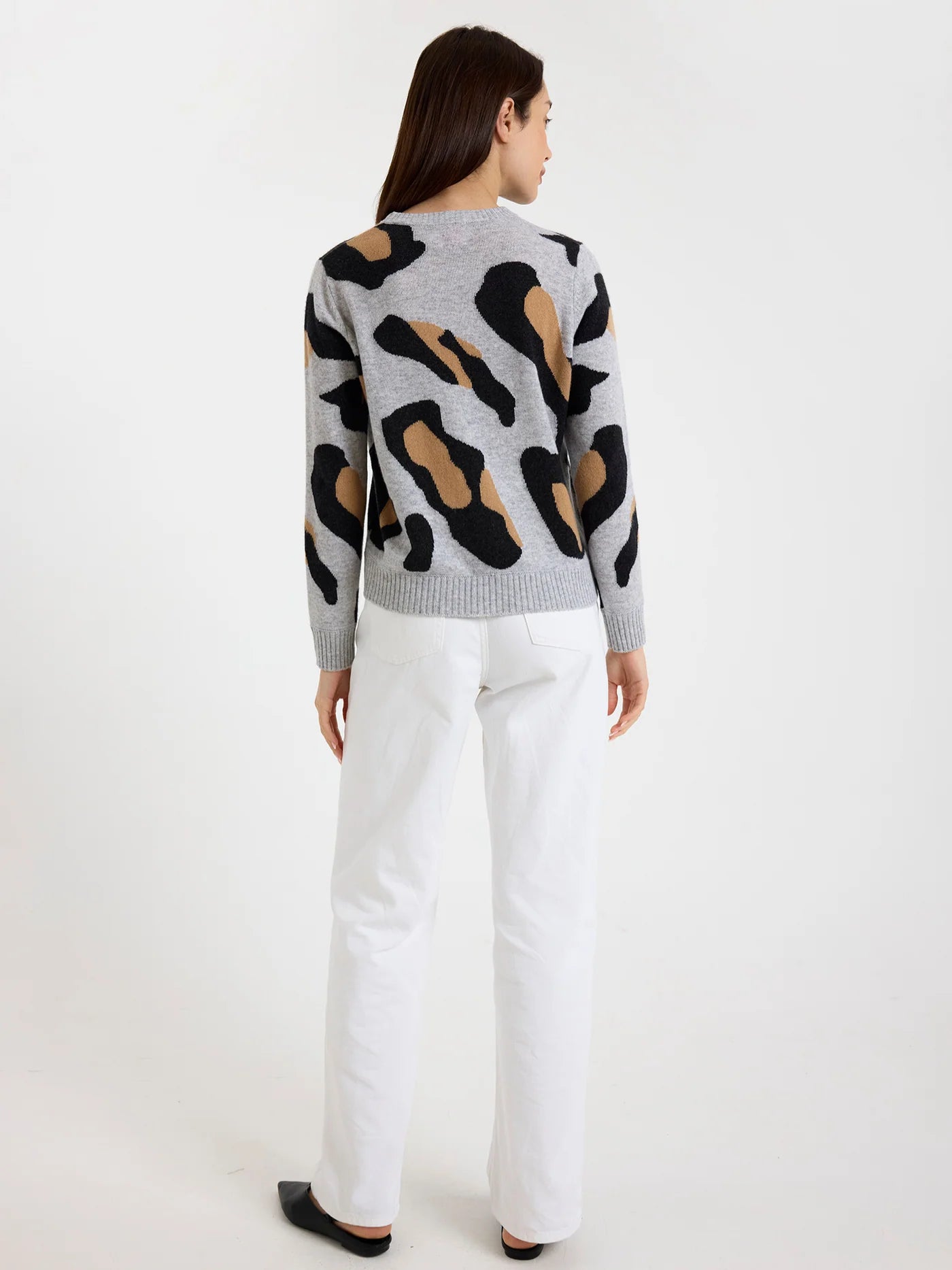 Abstract Leopard Cashmere Crew Sweater