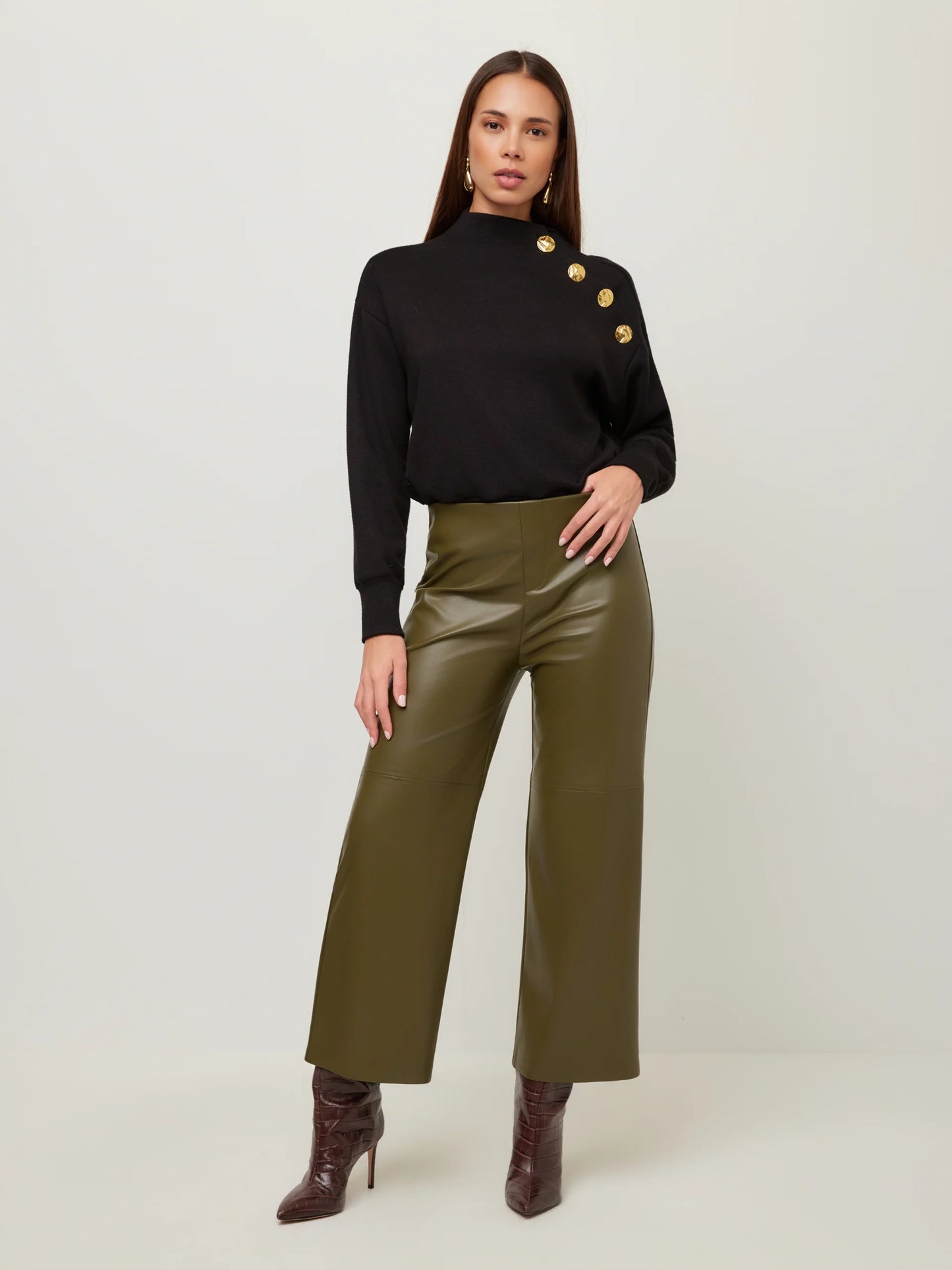 Faux Leather Cropped Pants