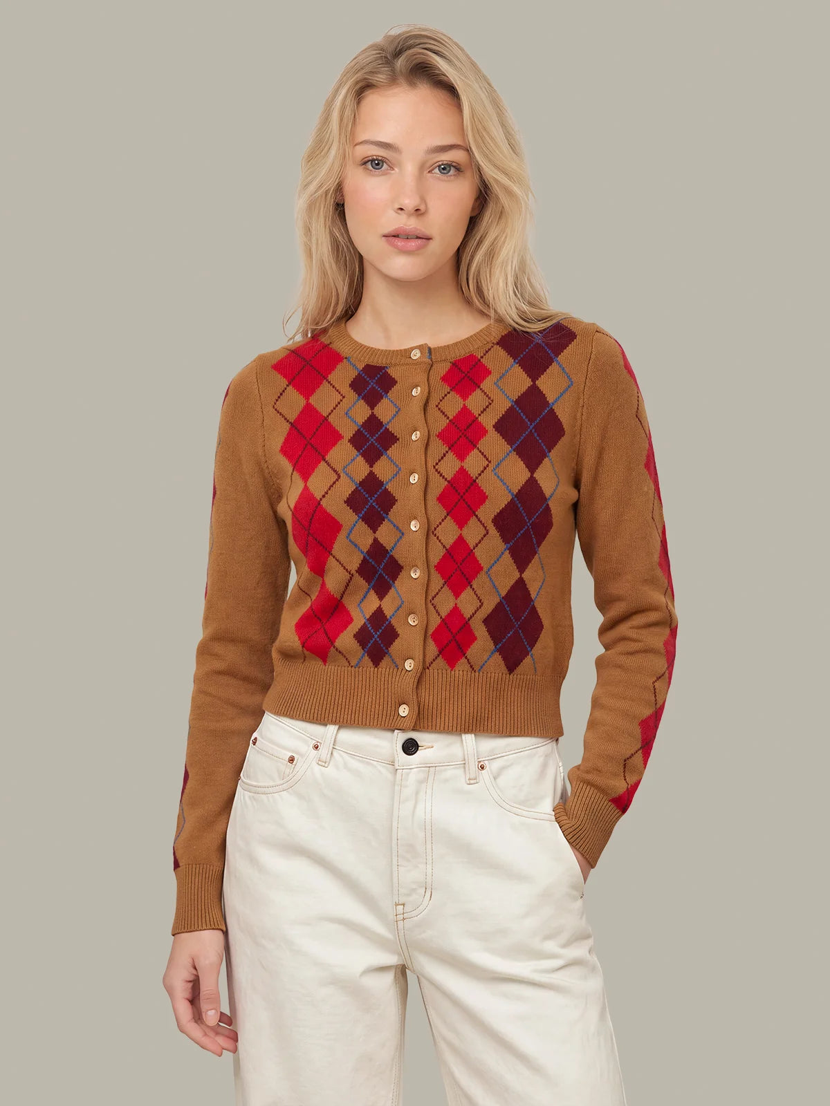 Serena Intarsia Argyle Cardigan