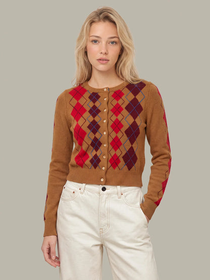 Serena Intarsia Argyle Cardigan
