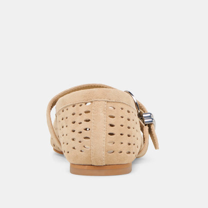 Mikel Perforated Suede Flat