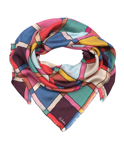 Windowpane Silk Square Bandana