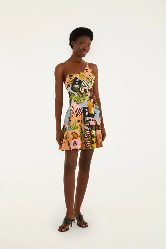 Tropical Painting Multi Mini Dress