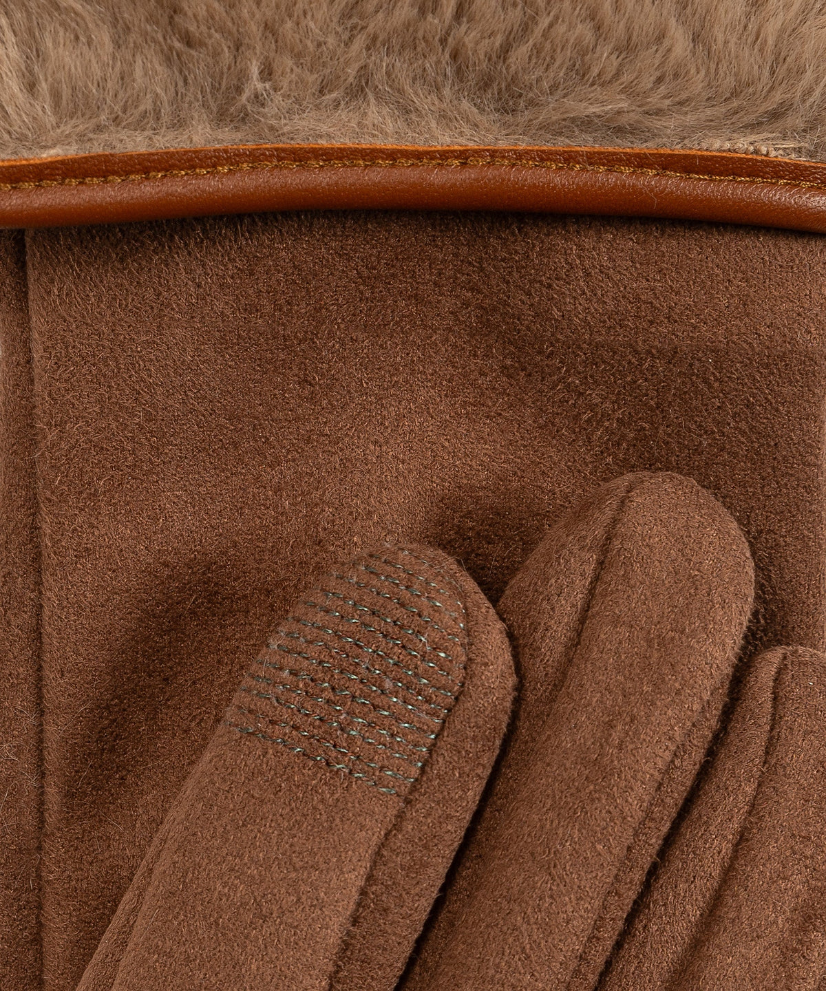 Stretch Suede Fold-Up Faux Fur Cuff Gloves