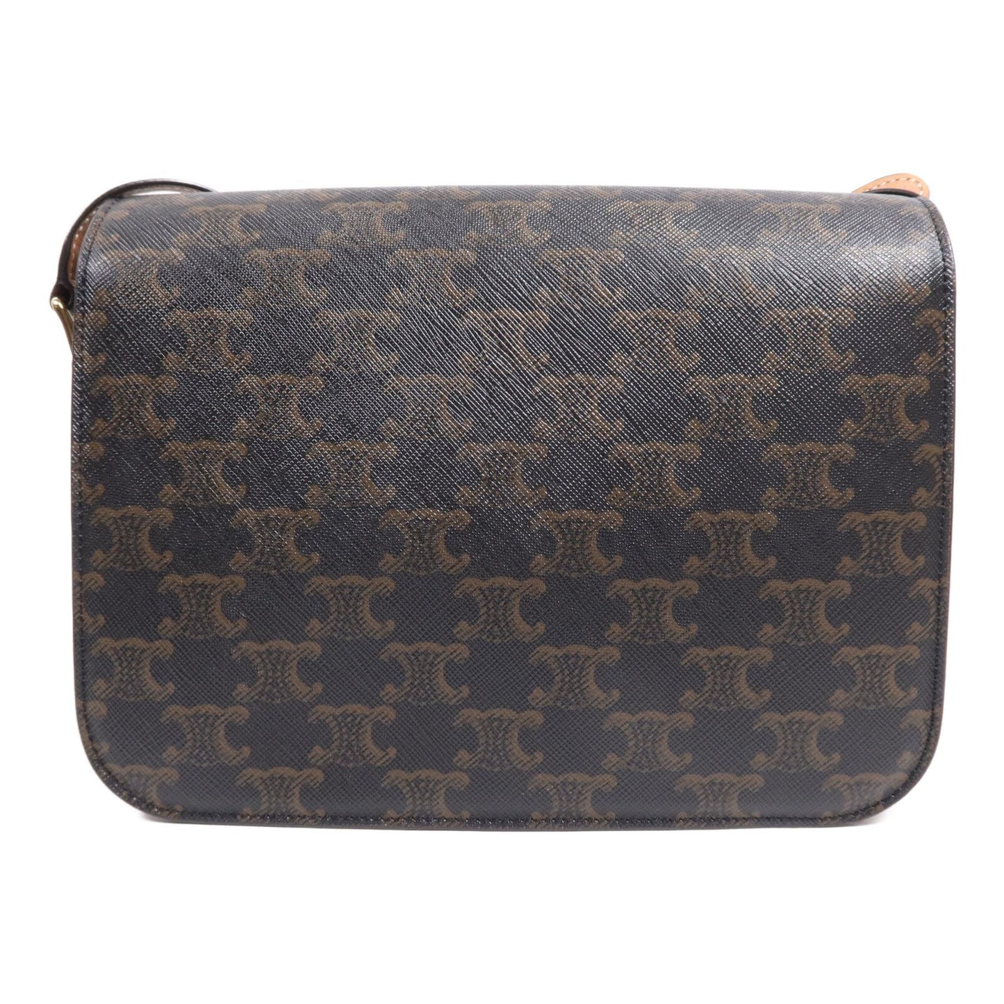 Celine Painted Triomphe 22 Gold Shoulder Bag Brown/Green Coated Canvas