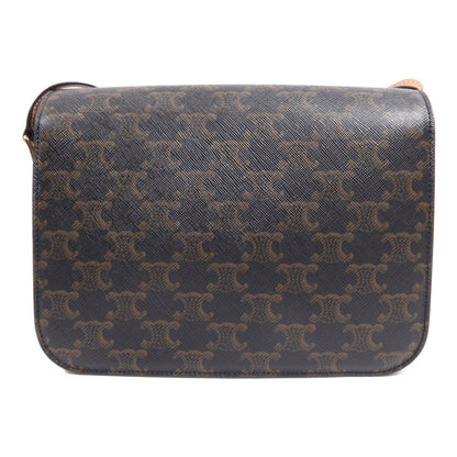 Celine Painted Triomphe 22 Gold Shoulder Bag Brown/Green Coated Canvas
