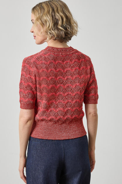 Short Sleeve Multistitch Pullover Sweater