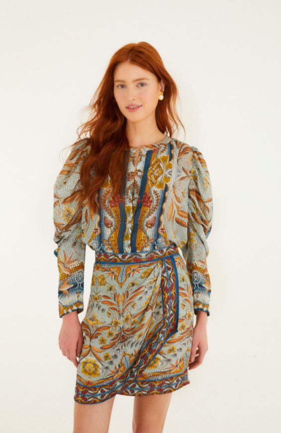 Mosaic Garden Soft Blue Blouse