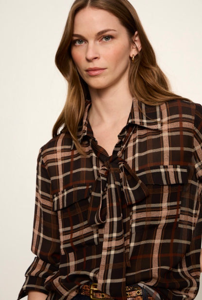Meet In Paris Tie Neck Blouse