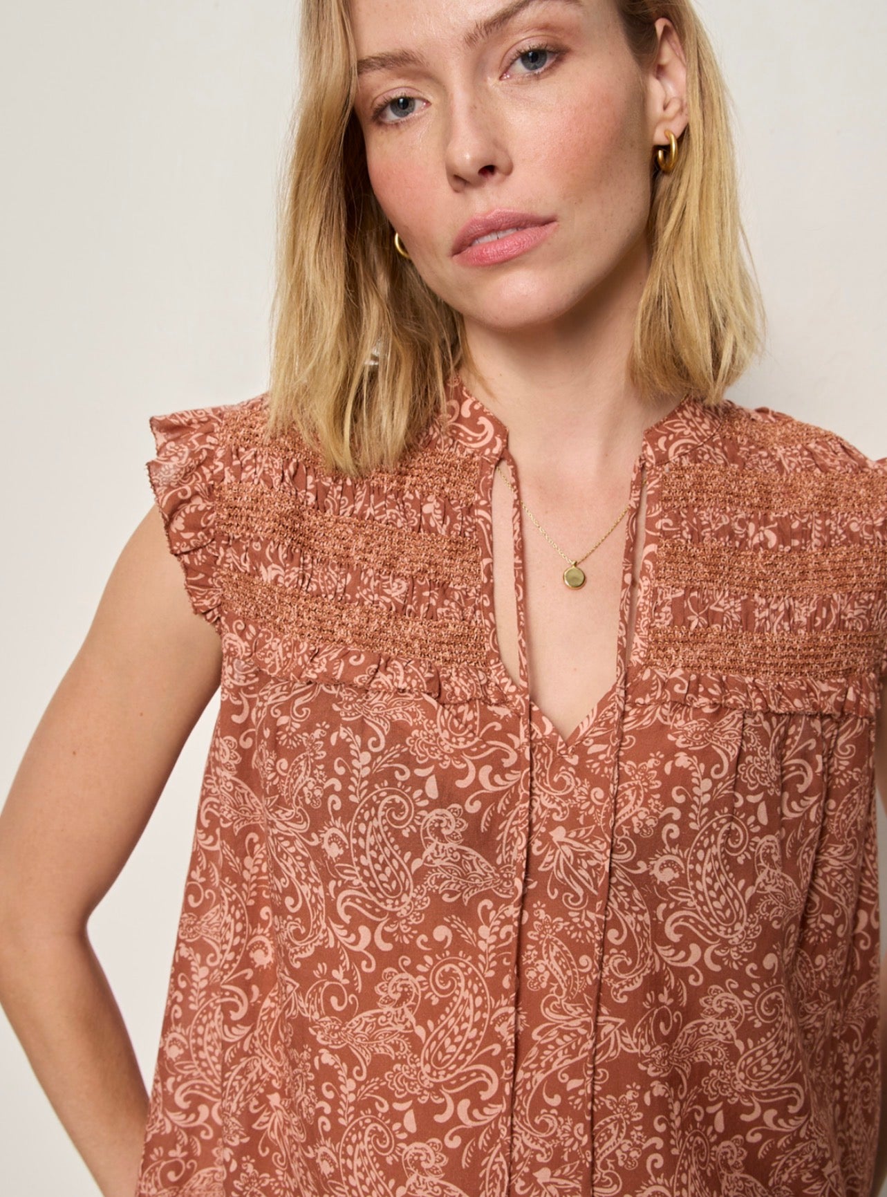Free Feeling Smocked Blouse