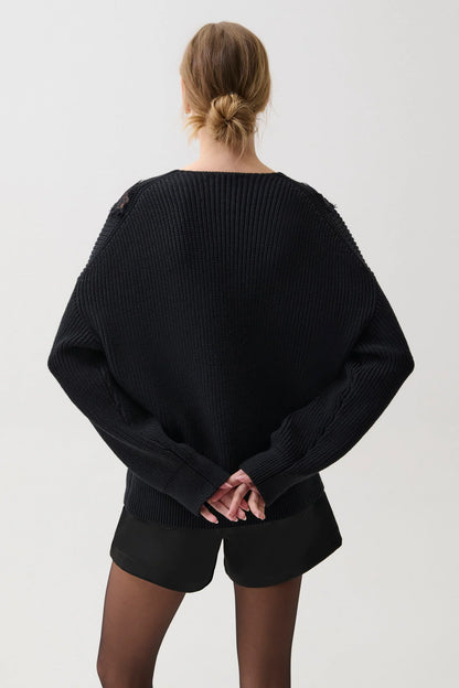 Chiara V-Neck Lace Sweater