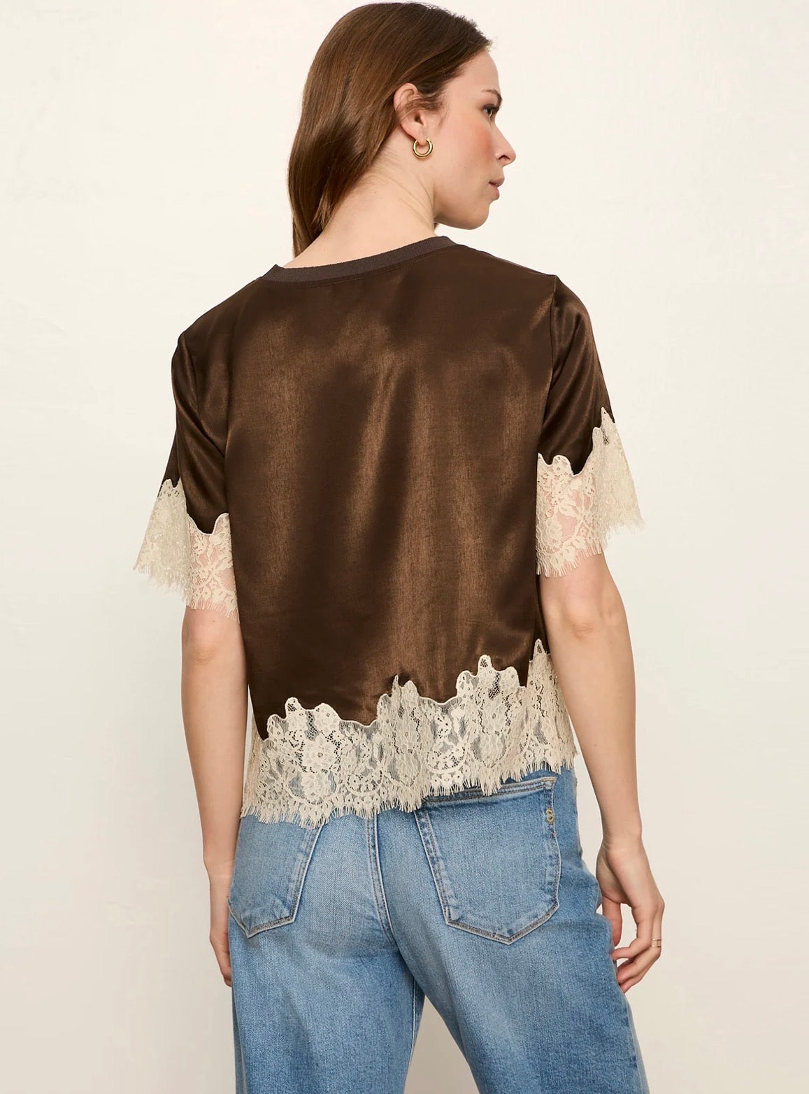 One of a Kind Satin Lace Top